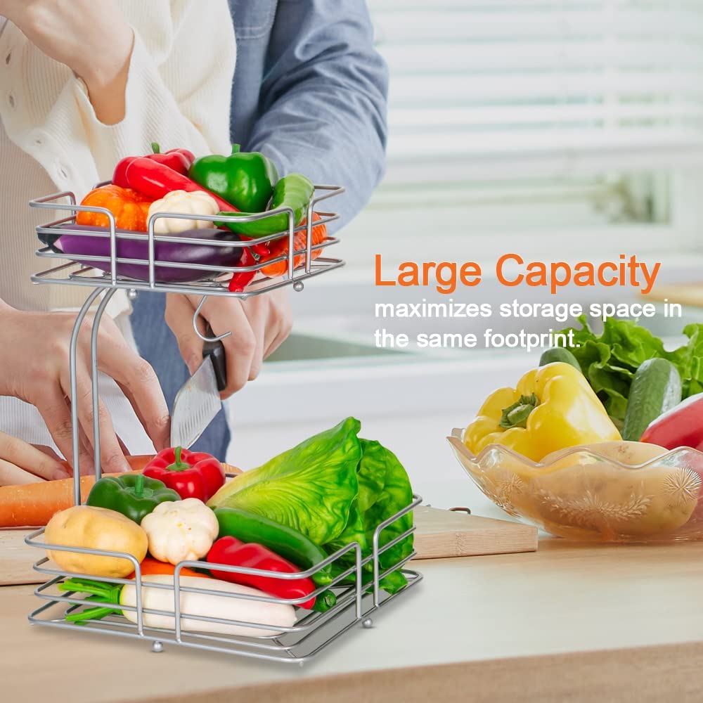 2 Tier square Fruit Basket Kitchen organizer Stora... – Grandado