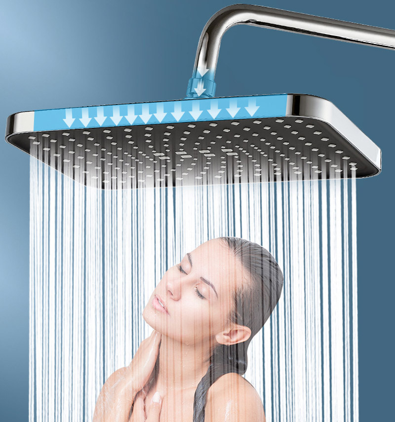 ABS High Pressure Rainfall Shower Head Bathroom 360° Adjustable Angle Anti-Clog Silicone Nozzle Water Saving Bathroom Accessorie