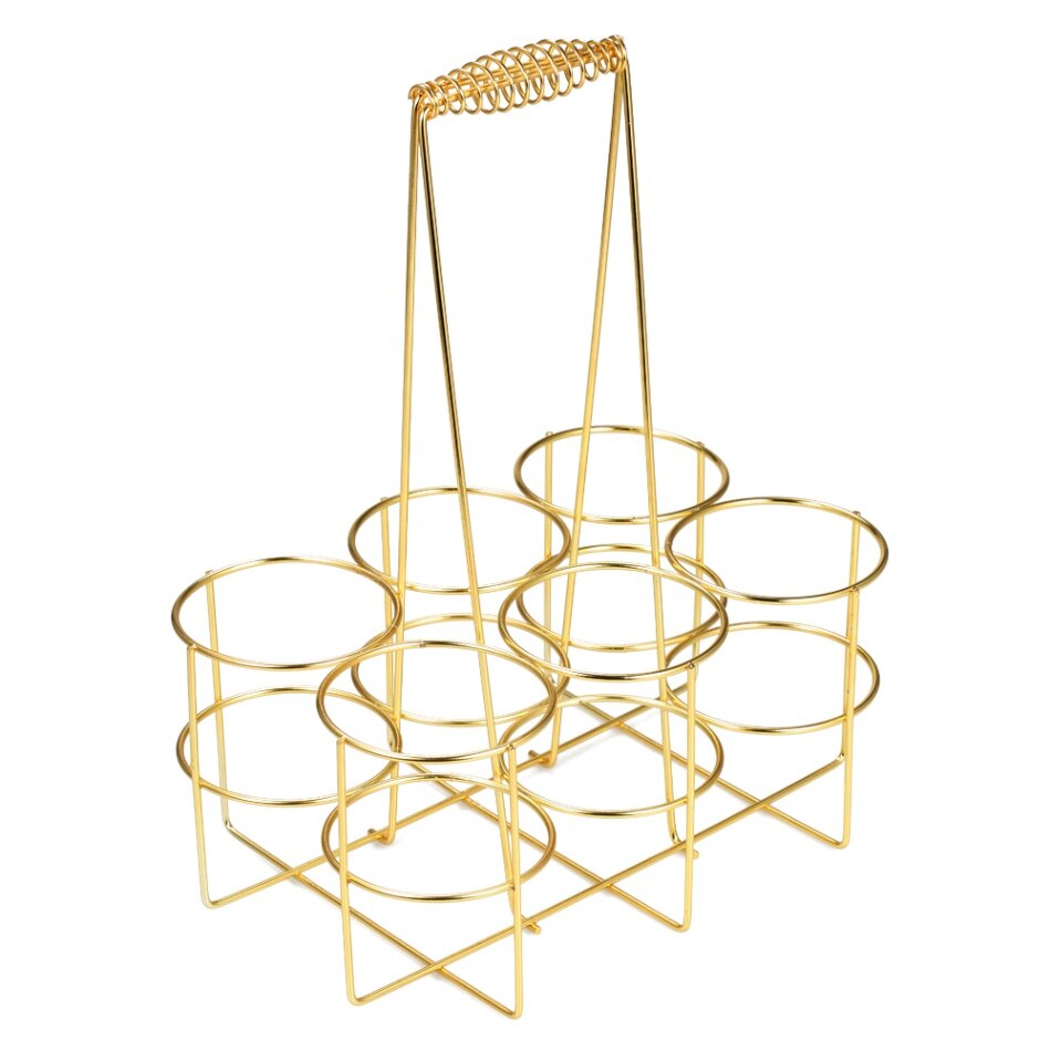 6 Beer Bottle Holder Party Beer Can Basket Rack Wine Caddy Stand for BBQ Hotel Bar Wine Beer Bottles: Gold L