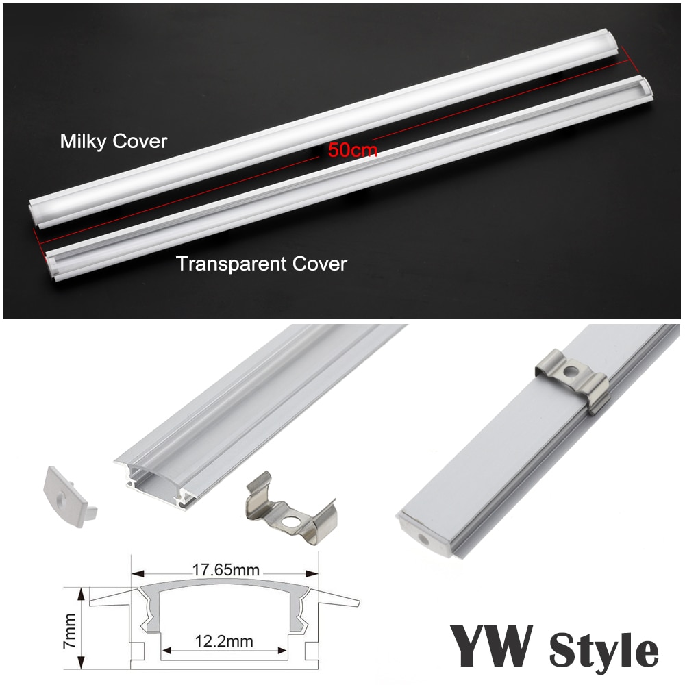 5pcs/lot LED Bar Light Aluminum Shell 50cm U V YW Style Shaped Channel Holder with Milky or Transparent Cover.