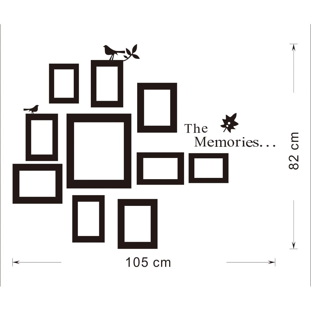 Wall Stickers Photo Frame Mural Home Picture Picture Decals Photo Frame DIY Decor 10x Bed Art Wall-Mounted Photo Frame