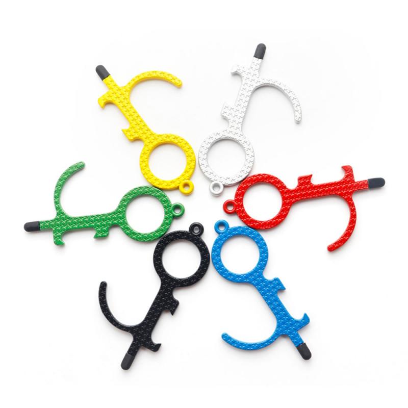 Anti Touch Door Opener Bottle Opener No Touch Hand Tool Serves Non-contact Key Chain Kitchen Bar Accessories Handles for Doors