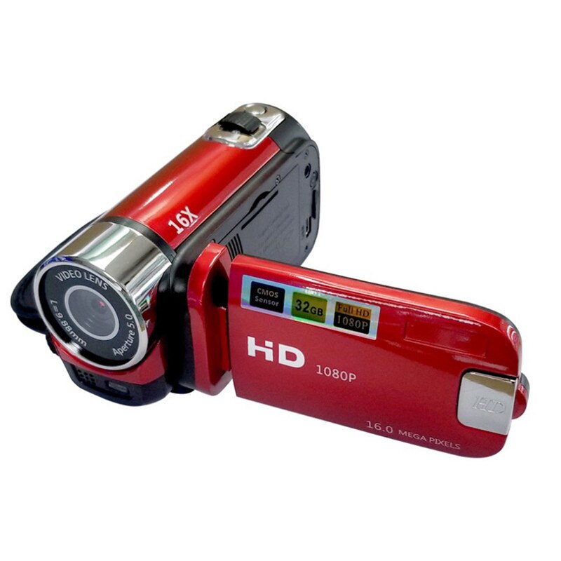 Full HD 1080P Draagbare Sport Vidicon 270 Graden Rotatie 16MP High Definition Digitale Camcorder ABS DV Camera FHD Video camera's: Red EU