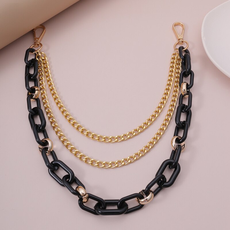 Jeans chain belt waist acrylic key chain belts for women tassel gold metal cinturon mujer punk neon ketting riem