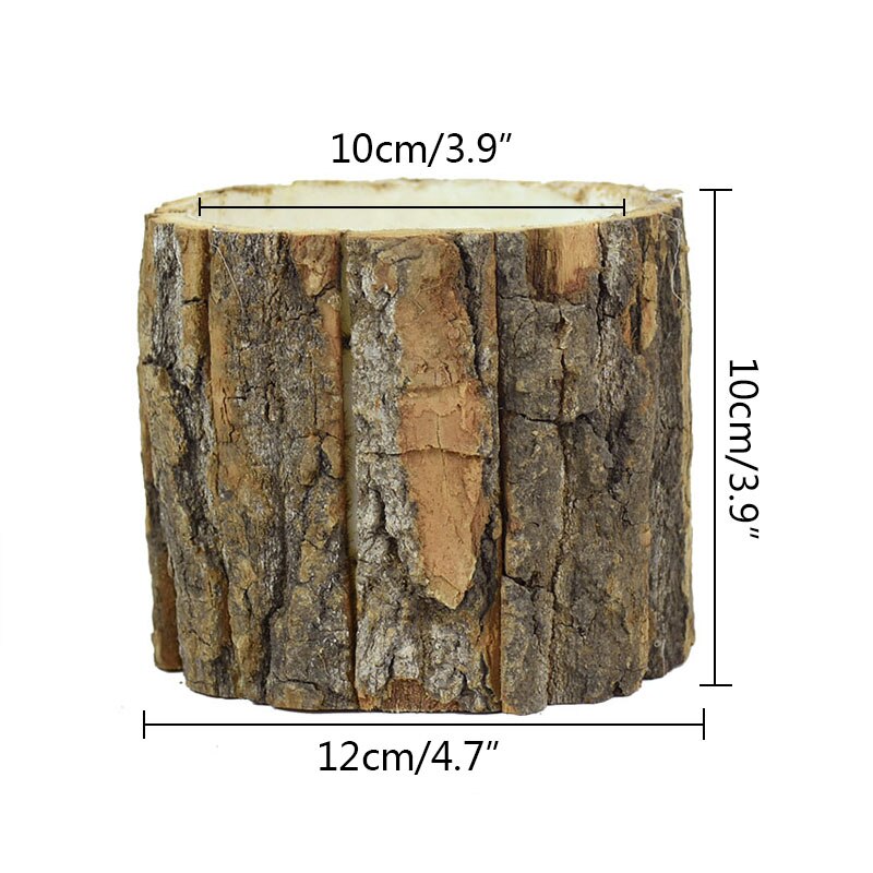 Bark Flower Pot Wooden Stump Bark FlowerPot Planter Holders Home Indoor Outdoor Garden Plant Bonsai Wedding Decoration Supplies: Default Title