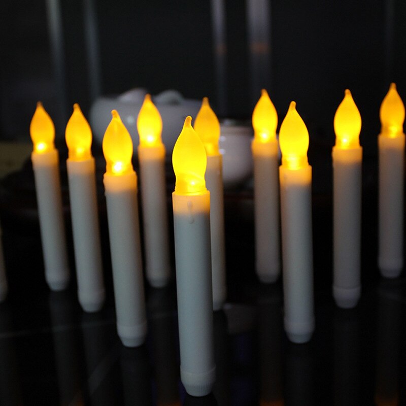 12PCS Flameless LED Taper Candles Lights, Battery Operated Candlesticks with Warm Yellow Flame, Dripless Taper Candles
