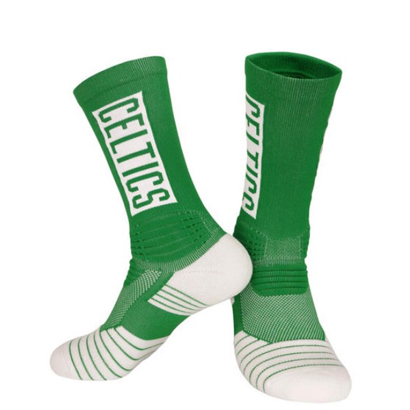 Mens Basketball Socks Terry Cushion Pad Thick Clubs Players Socks with Text logo Fast: Green