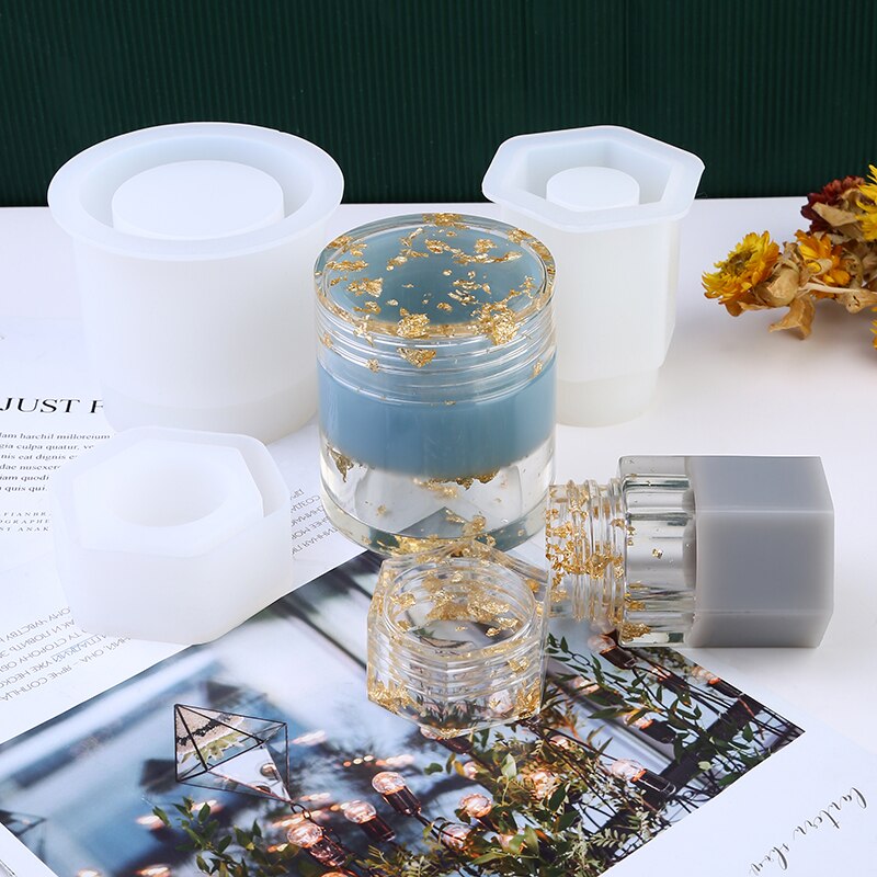 4 Style Cuboid Round Column Bottle Epoxy Resin Mold Storage Box Silicone Mold for DIY Jewelry Making Findings Supplies Accessori