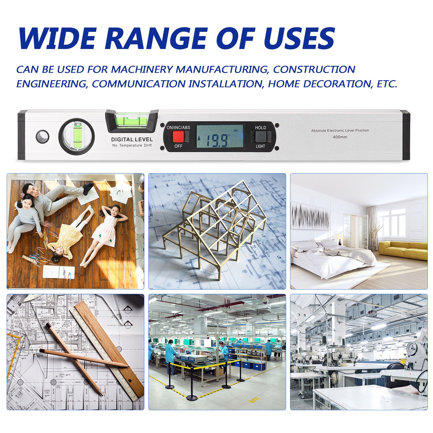 400mm Digital Protractor Angle Finder Electronic Level 360 Degree Inclinometer Magnets Level Angle Slope Tester Ruler