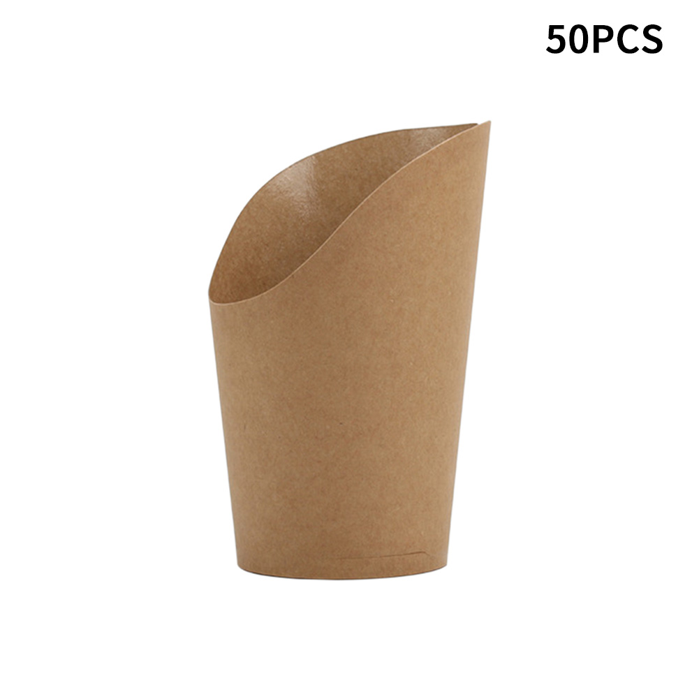 50pcs 14oz Disposal Brown Paper Cup Baking Supplies Chips Take Out French Fries Solid Ice Cream Frozen Dessert Snack Storage