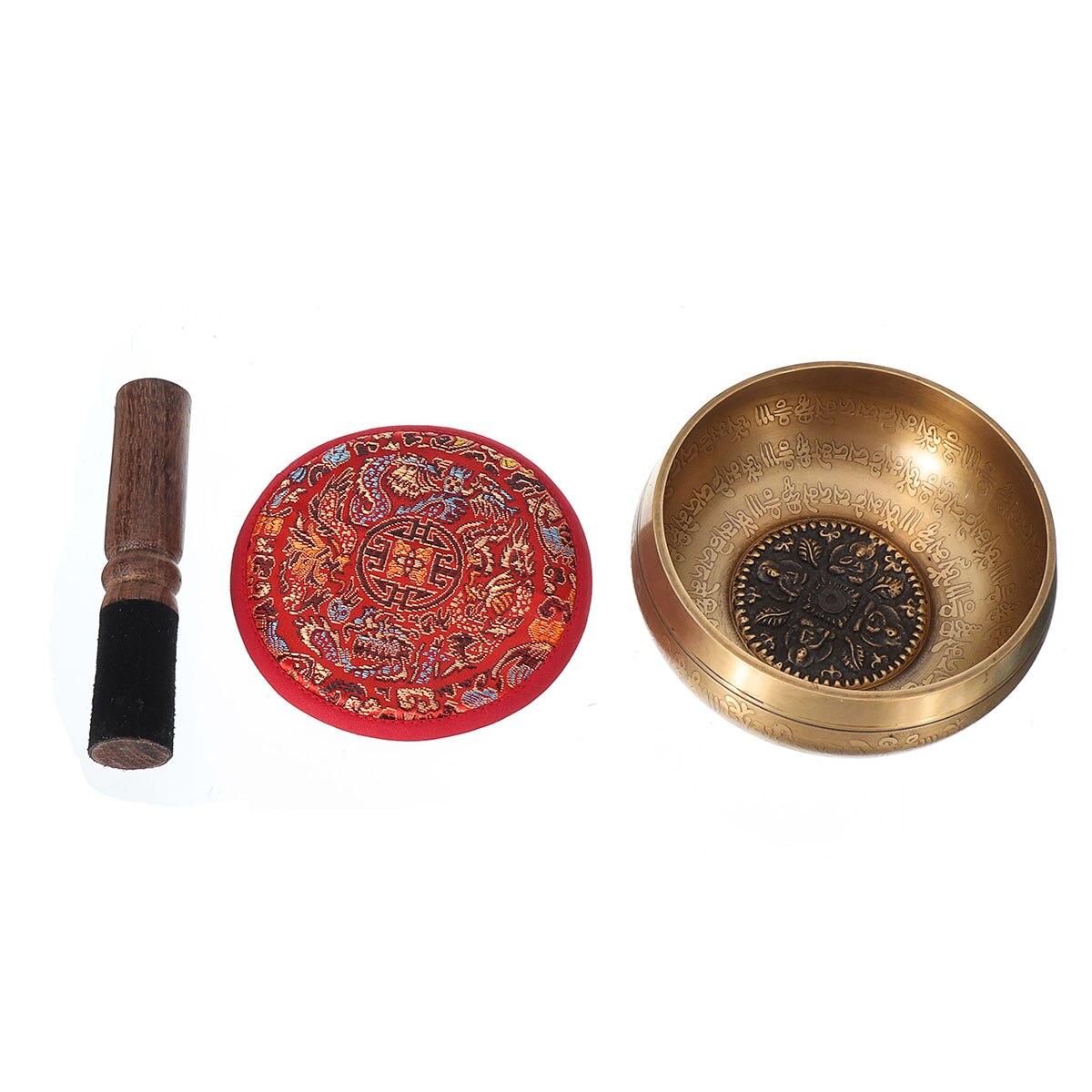 Nepalese Buddhist Chanting Copper Bowl Tibetan Meditation Singing Bowl Buddhist Sound Therapy Bowl Mallet Mat Handmade Carft