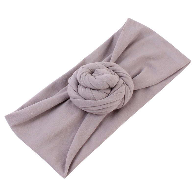 Diadema elástica con nudo para bebé y niña, accesorios para el cabello Kawaii de Color sólido, turbante de algodón suave para bebé de 1 a 6 años: gray