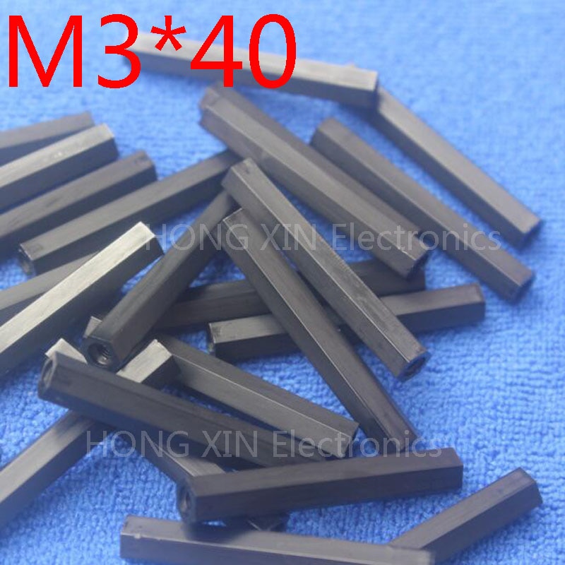M3*40 black 1 pcs Nylon 40mm Hex Female-Female Standoff Spacer Threaded Hexagonal Spacer Plastic Standoff Spacer high
