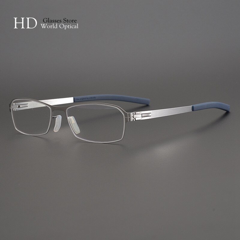 Germany Berlin Screwless Eyewear Ultra Light Titanium Square Retro Glasses Frame Men And Women’s Myopia Prescription Eyeglasses: silver