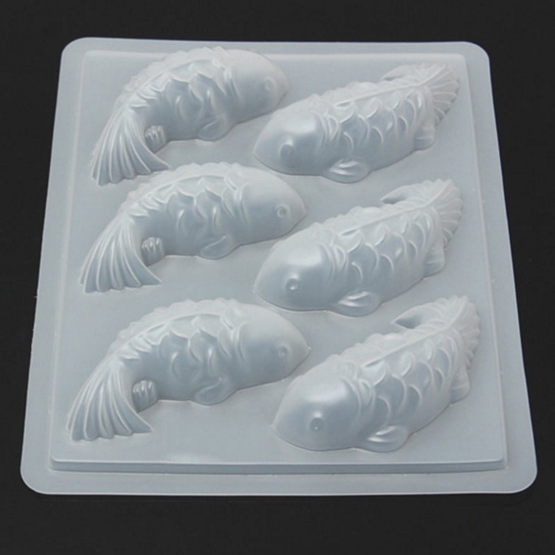 1 stk 3d koi-fisk form plastkage chokolade gelé form diy-sæbe håndlavet sugarcraft form bageforme: 6 små fisk