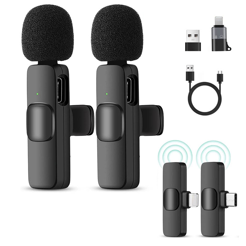 Wireless Microphone Lavalier Mic Noise Reduction Live Interview Mobile Phone Recording For TikTok Video Live for iPhone Type C