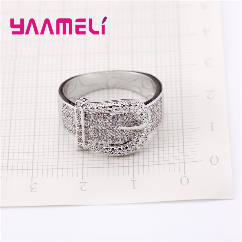 Nuovo anello da cintura lucido per donna completo piccoli cristalli austriaci intarsio pavimentato Bijoux alta qualità 925 gioielli in argento Serling vendita calda