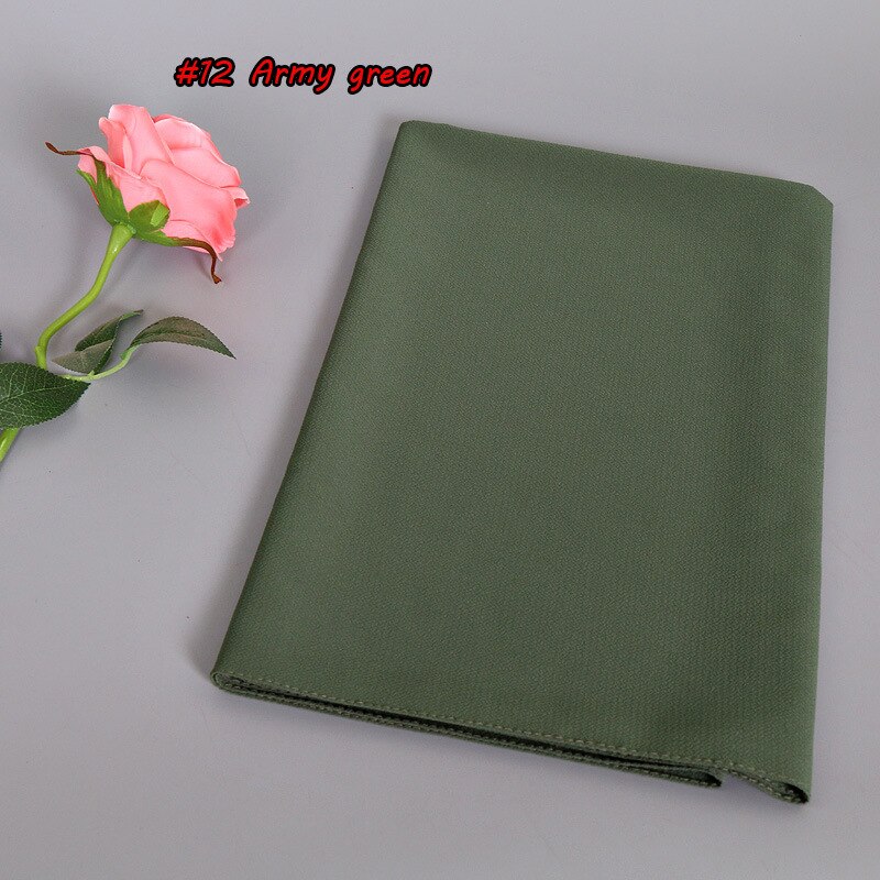 Muslimska kvinnor tjejer hijab bubbla tjock chiffong hijab sjalar wrap muslim tung bubbel chiffong enkla halsdukar/scarf 180*75cm: Armégrön
