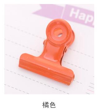Clip de Metal de Color caramelo para oficina, suministros de papelería para encuadernación, carpeta de billetes, Color rosa, rojo, azul y naranja: orange 2 pcs