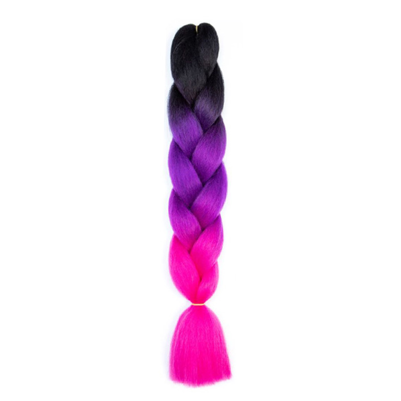 Estensioni trecce jumbo sintetiche da 24 pollici Capelli lunghi Yaki intrecciati lisci Capelli afro di colore Ombre per le donne