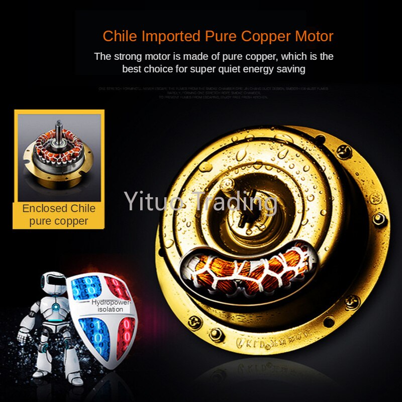 Smart Household Top-suction Chinese Range Hood Shallow Cover 150-200W Large Suction Deep Cavity Smoke Extraction Range Hood