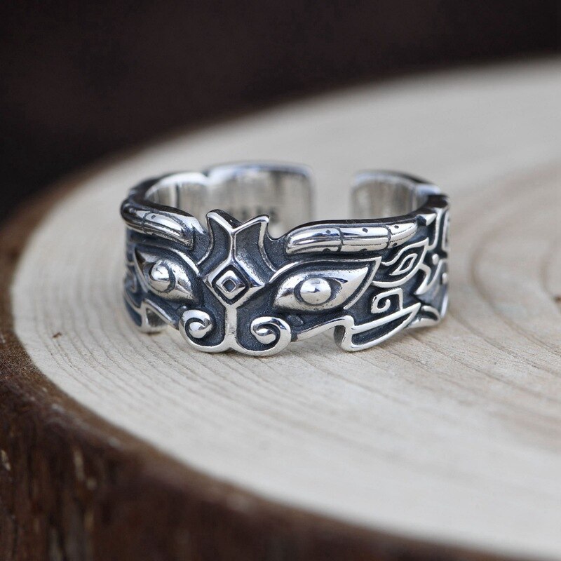 BALMORA Puro 925 In Argento Sterling Impilabile Anello Per Gli Uomini Mitica Creatura Animale Anello Golosi Anello Aperto Anello Dei Monili del Regalo