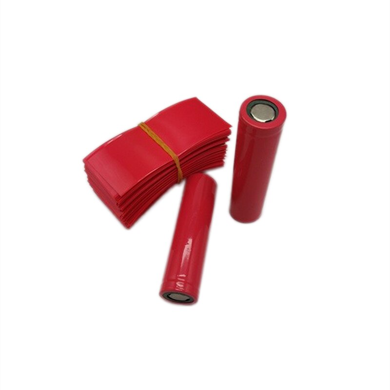 100Pcs 18650 Lithium Battery Heat Shrinkable Sleeve Battery Cover Skin Pvc Heat Shrinkable Film Shrink Tube: REDx100pcs