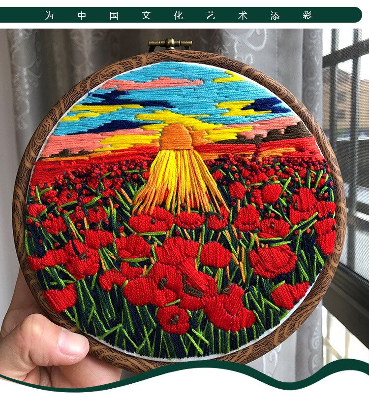 Europa gör det själv band blommor broderi set med ram för gör det själv växter körsbärsträd handarbete handarbete målning: 1