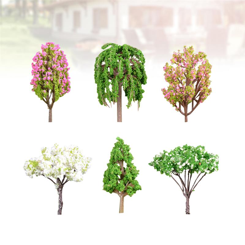 6 Pcs Ornamenten Simulatie Hars Leuke Diy Plant Ornament Boom Plant Ornament Succulent Decor Voor Garden Home