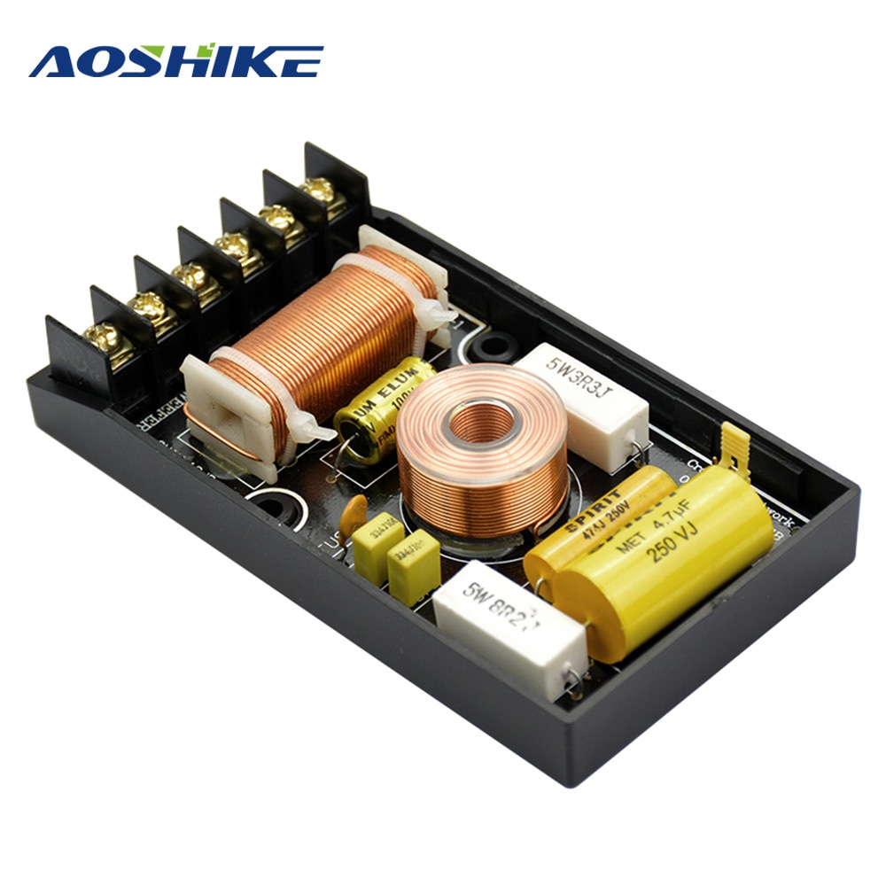 AOSHIKE 1PC 2 Way Auto Frequentieverdeler Car Audio Speakers Tweeter Subwoofer Crossover Divider 100W Crossover Filter