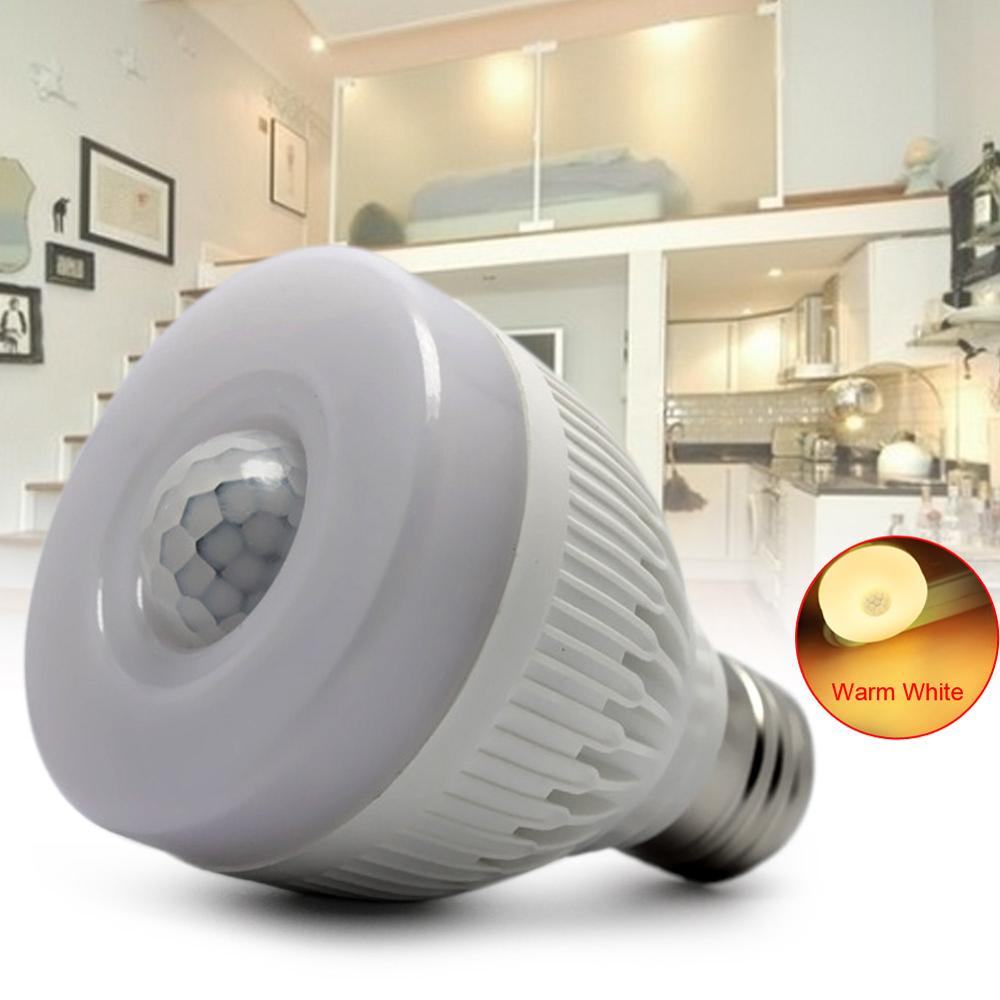 Acryl sensor lamp E27 5W Nacht Lamp PIR Infrarood Motion Sensor Detection LED Lamp Licht Gang Hal Garage Badkamer: Warm White