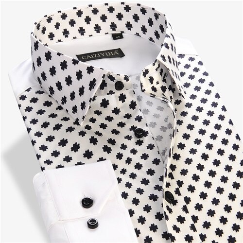 Floral men shirt Good 100% cotton patchwork long sleeve slim fit Print casual shirts male mens shirts: CZ95010 / XL