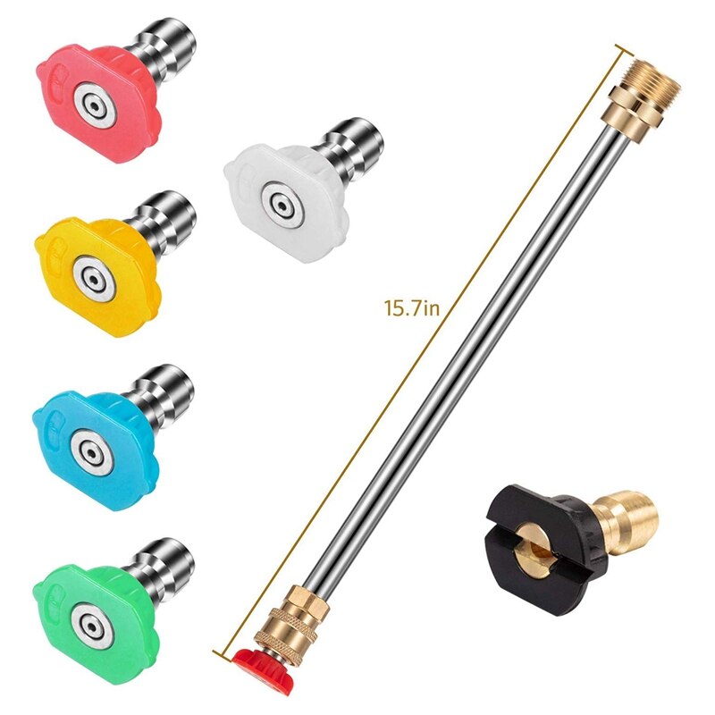 圧力洗濯機ノズルのヒントセット、クイックコネクタ旋回アダプタカプラーと5回転角度、石鹸とすすぎノズル... Grandado