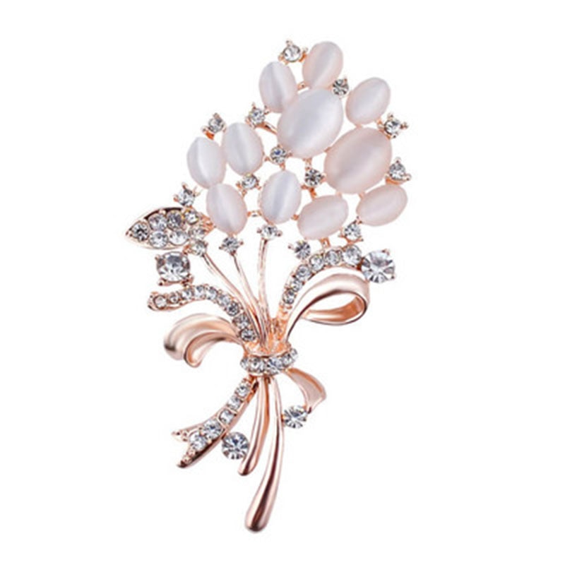 1 pçs moda opala pedra flor broche pino acessórios para vestuário presente de aniversário broches para as mulheres strass broche pino