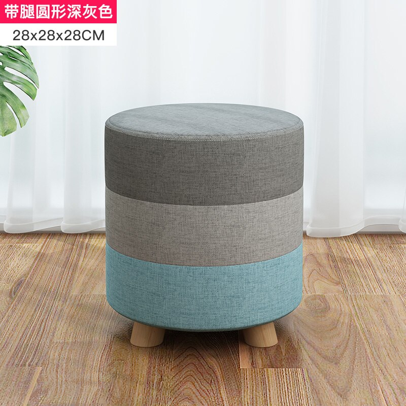 Tissus tabouret rond en bois maison adulte enfants canapé petite chaise basse poufs moderne changement chaussures banc: 5