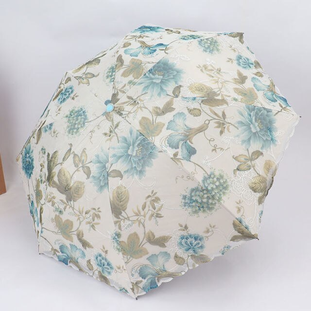 Handtas Borduren Kant Kleur Lijm Zwarte Lijm Afdrukken Double Layer Paraplu Zon En Regen Dual Purpose Zon Bescherming: And Pleasant Blue