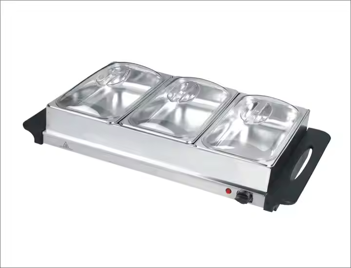 3 * 2.5L 2pans Stainless Steel Insulation Plate Food Warmer Insulation Furnace Pan Bain Marie Warming Pan