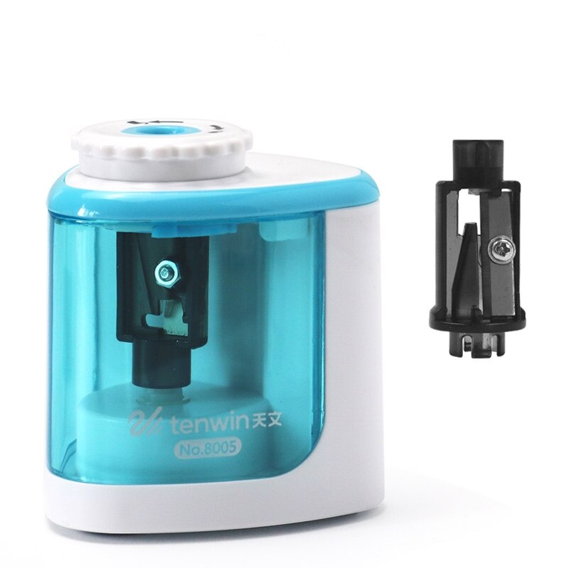 Sacapuntas eléctrico/Manual 2 en 1 Tihoo, sacapuntas automático y seguro portátil para oficina, material escolar, papelería Tenwin: 8005-Blue-8013