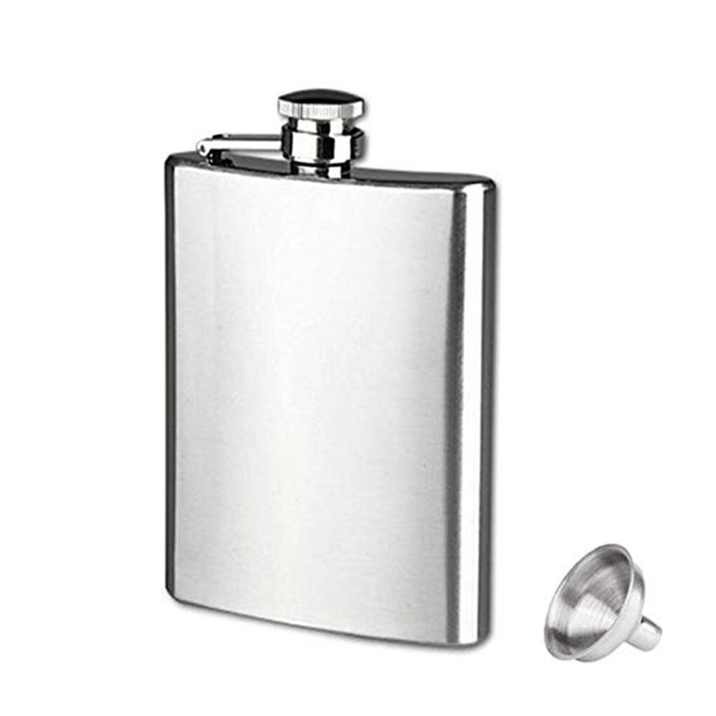 Botella de acero inoxidable para bebidas, frasco con tapa para licor, Whisky, Alcohol, embudo, , 1 ud.,: 9oz