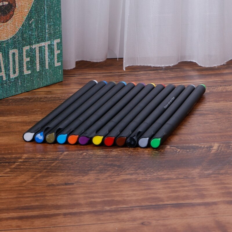 ZHUTING Plastic Fineliner 12 / 24 Colors Pen Set 0.4mm Fine Tip Line Writing Drawing Marker Pen