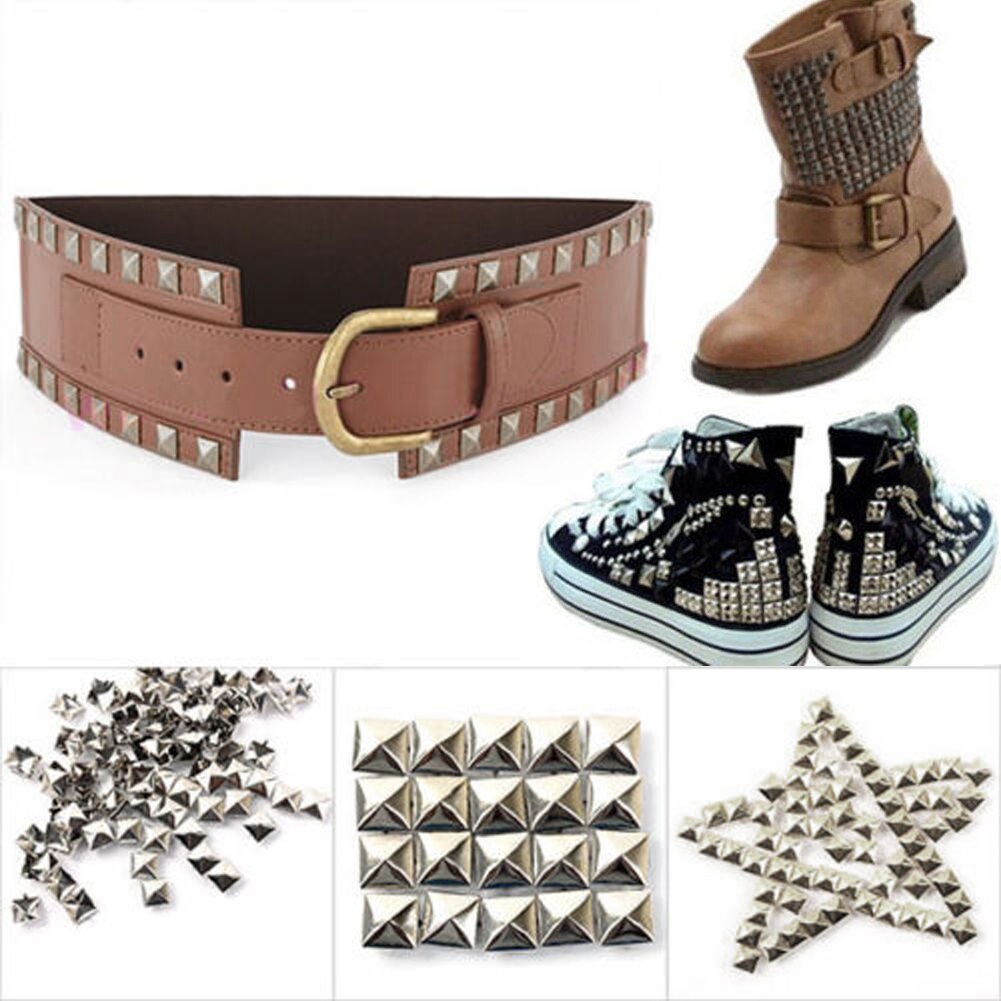 Vittighet! 100 stk/parti plaggnagler rock punk sølv pigger stud revit trim gjør-det-selv håndlage klær sko bag plaggnagle