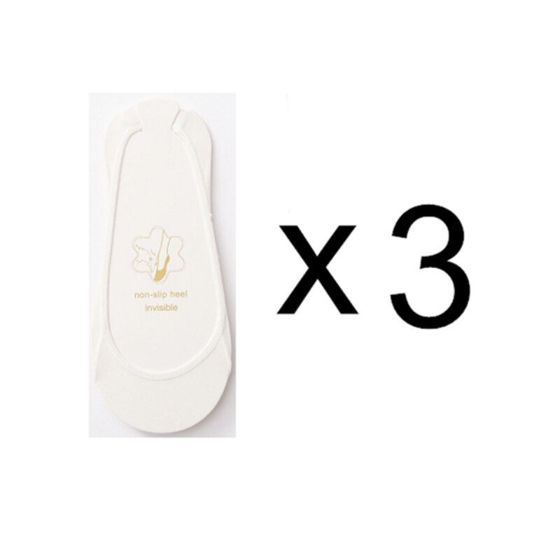 Calcetines invisibles antideslizantes de silicona para mujer, medias finas de media palma con tirantes de seda de hielo para zapatos de tacón alto, 3 pares: Blanco