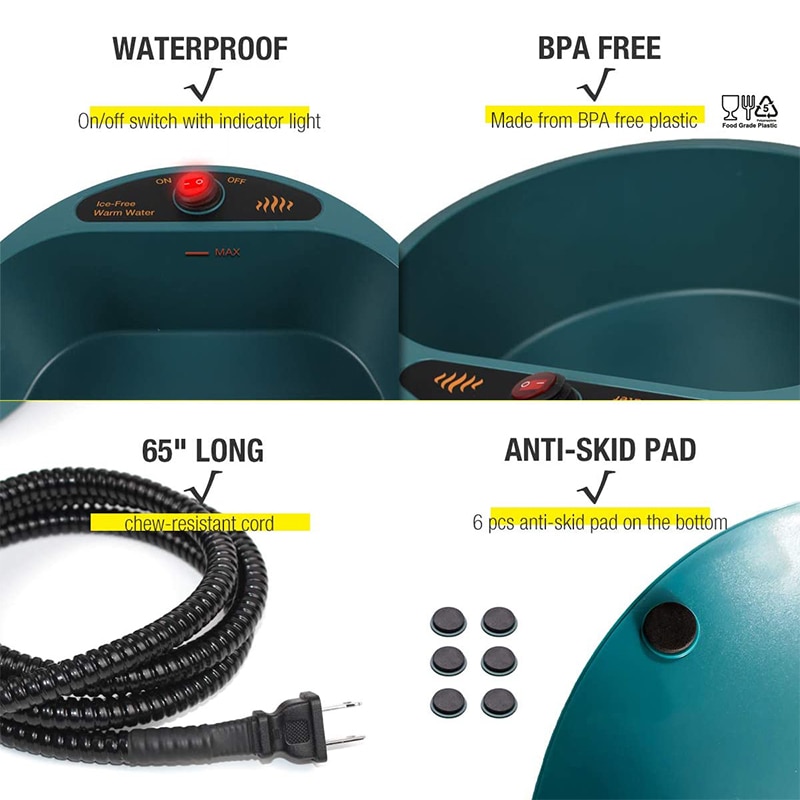 Verwarmde voerbak voor huisdieren, voerbak voor honden, katten, puppy's, winterverwarming, voerbak voor huisdieren, voedselcontainer, voerbak