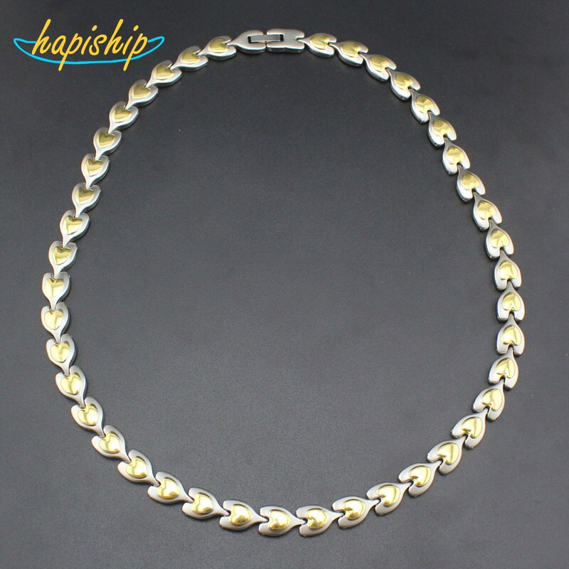 Hapiship Men/Women's 21 Magnetic Energy Stainless Steel Heart Therapy Power Necklace Bestfriend Birthday TG4615