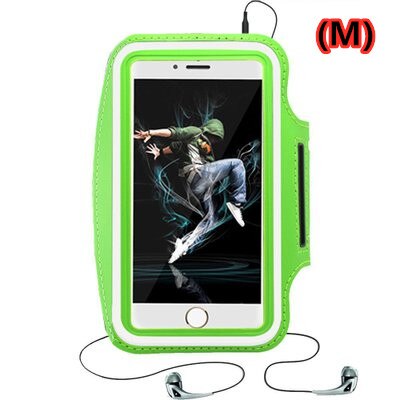 Universal Outdoor Sports Phone Holder Armband Case for apple Iphone 7 Gym Running Phone Bag Arm Band Case for xiaomi mi8 note7: green-M