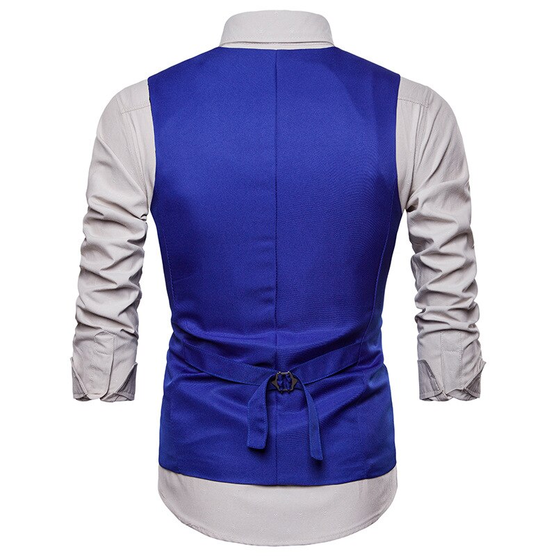Männer der königlich Blau Anzug Weste Neue Zweireiher Kleid Westen Für Männer lässig Ärmellose Formale Geschäft jacke