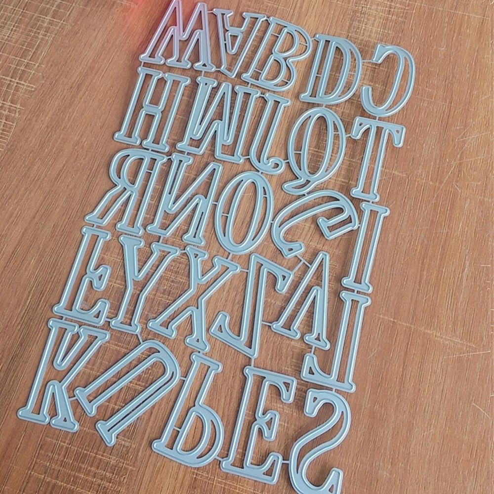26 stora bokstäver prägling skärform verktyg mall form kort göra scrapbook album papper kort hantverk stansar 4