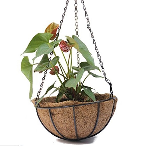 Hangmand voor planten, tuinbloempot met ketting, plantenbak, balkondecoratie, 2 stuks , -8 inch