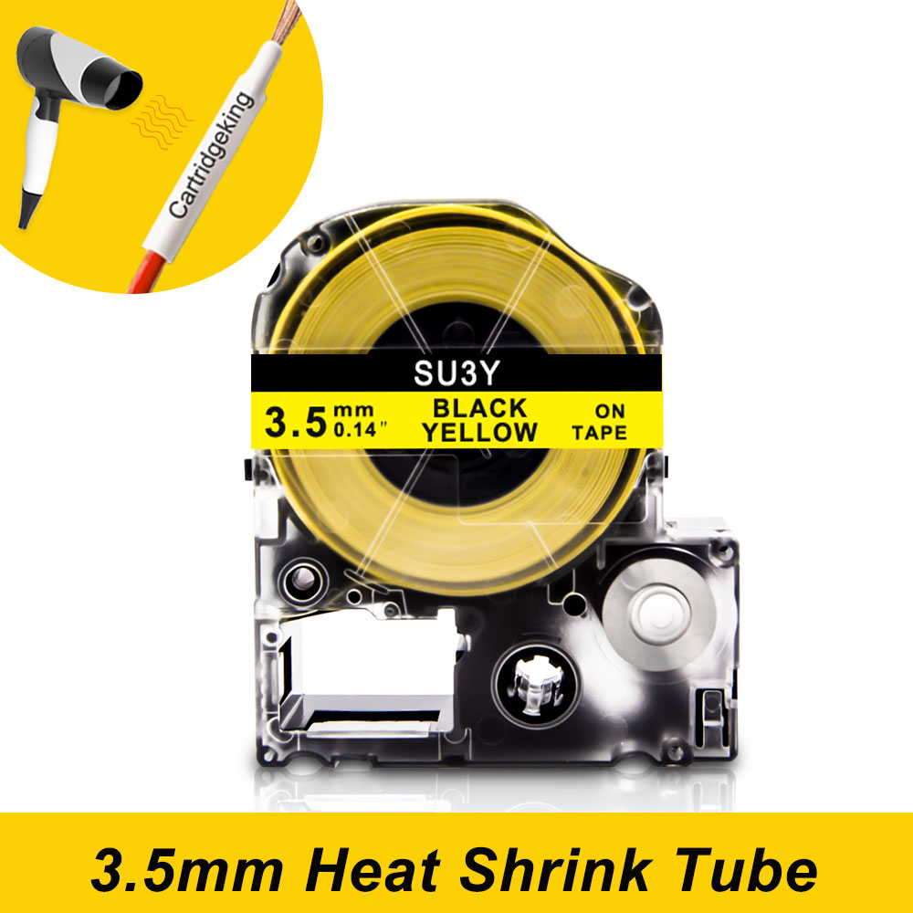 Durchmesser 3,5mm SU 3,5 W SU 3,5 Y Schrumpf Schlauch Band Kompatibel Epson Etikett Schwarz auf Gelb für epson Pirnter LW400 LW500 LW600