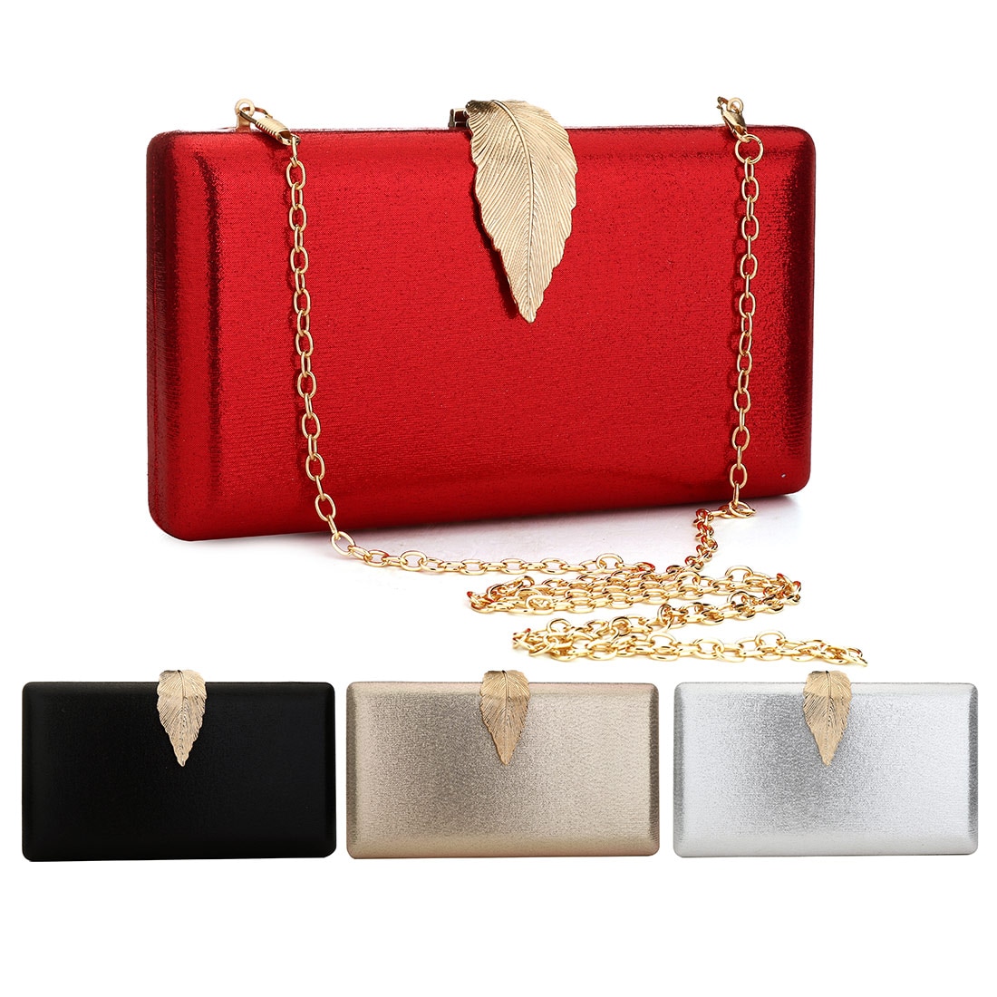 elegante Abend Kupplung Handtasche Berühmte Kasten Tasche Mit Kette Einfarbig Schulter Umhängetaschen Für Frauen Gold Splitter Kupplungen